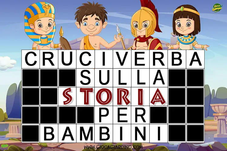 Cruciverba sulla storia per bambini copertina