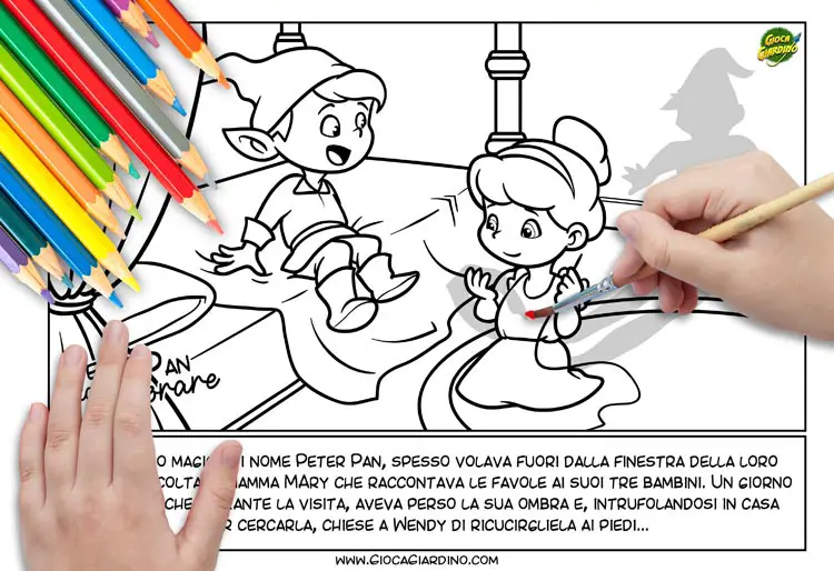 Favola di Peter Pan in sequenze da colorare per bambini - copertina