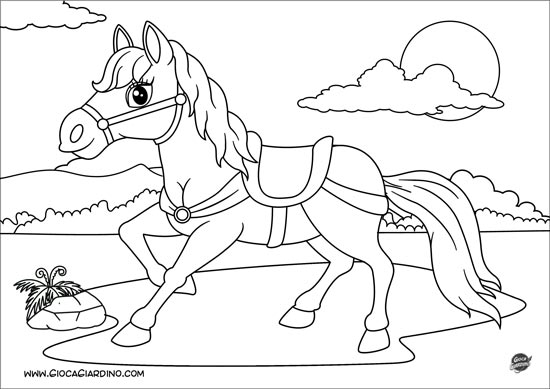 Disegno di un pony con la sella da colorare
