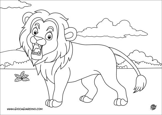 Disegno da colorare di un leone che ruggisce - stile cartone animato