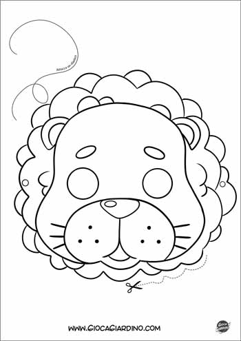 Disegno da colorare di una maschera da leone - stile cartone animato
