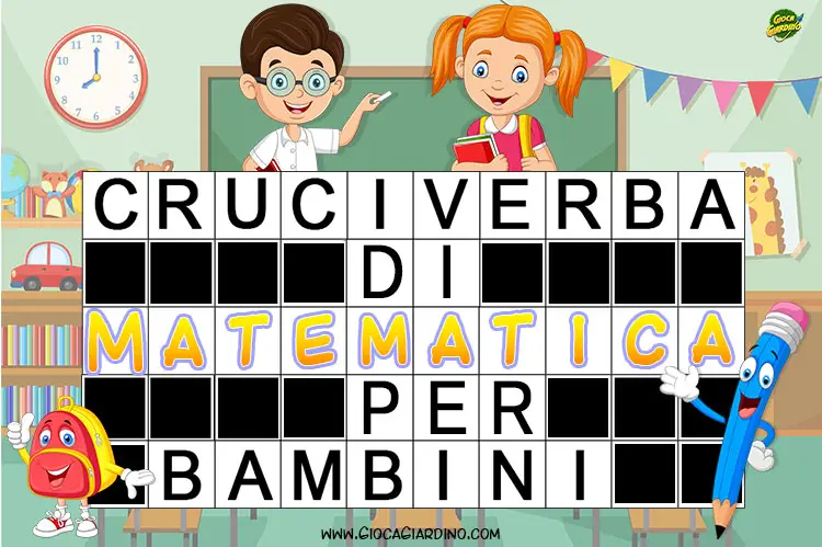 Cruciverba di matematica da stampare per bambini della scuola primaria - copertina