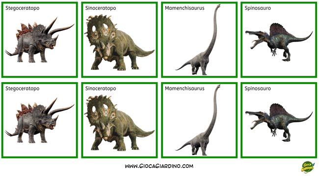 memory dei dinosauri da stampare per bambini in versione realistica