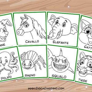 memory da colorare degli animali per bambini - scarica e stampa