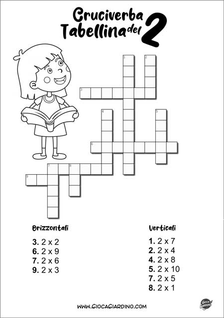 Cruciverba tabellina del 2 da stampare