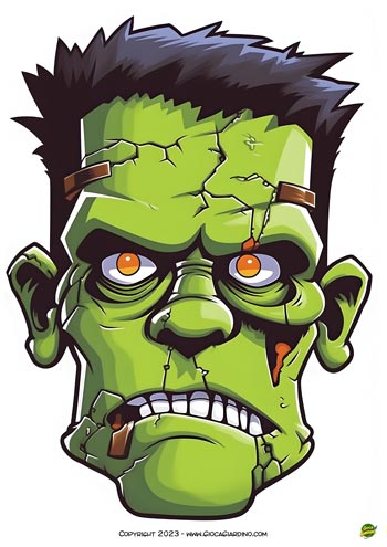 testa di frankenstein per halloween da stampare