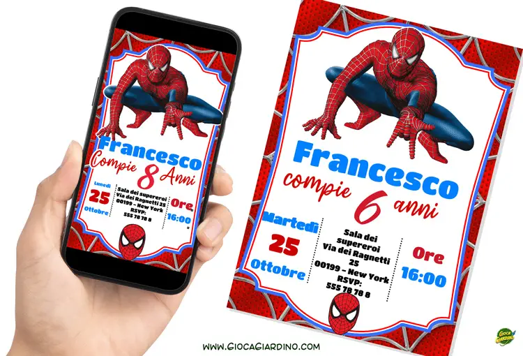 Invito festa di compleanno di Spider-Man Digitale e da Stampare - Copertina