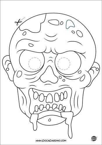 maschera di Halloween di uno zombie da colorare