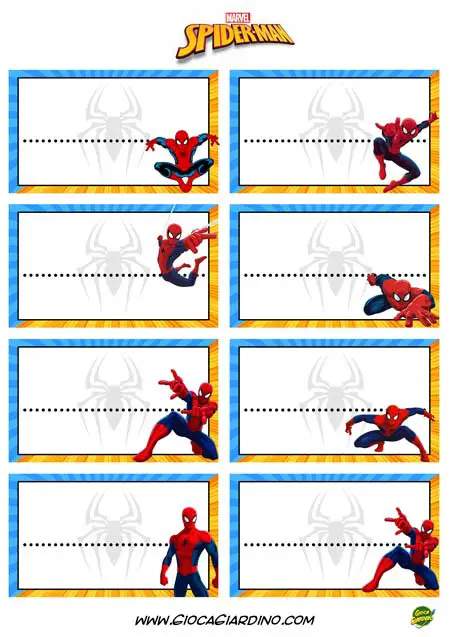 etichette per festa spiderman