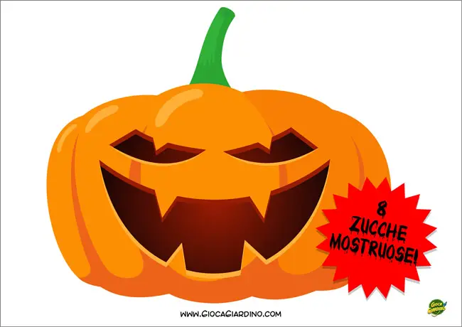 set di 8 zucche di halloween da stampare e ritagliare per decorazioni e lavoretti