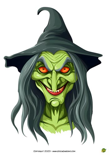Disegno faccia strega da stampare