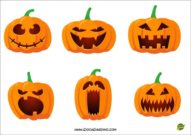 zucche di halloween da stampare e ritagliare dimensione piccola